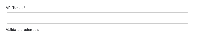 API Token input field in Teamtailor with Validate credentials button